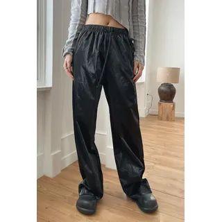 Band-waist Metallic Wide-leg Pants