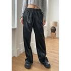 Band-waist Metallic Wide-leg Pants