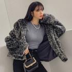 Snap-button Faux-fur Leopard Jacket