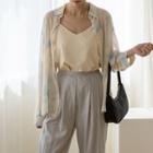 Set: Dyed Sheer Shirt + Camisole Top Light Beige - One Size