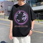 Elbow Sleeve Planet Print T-shirt
