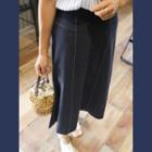 Band-waist Stitch-trim A-line Skirt
