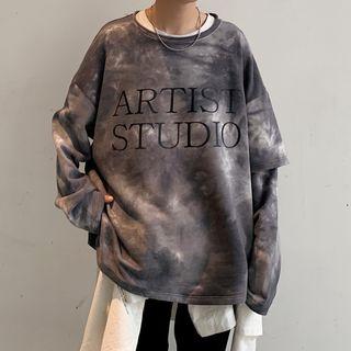 Mock Two-piece Letter Tie Dye Sweatshirt