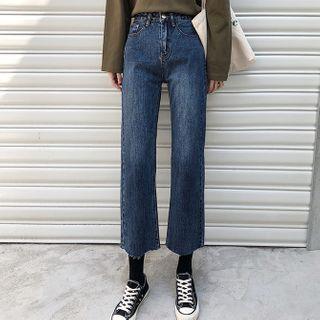 Cropped Raw Hem Jeans