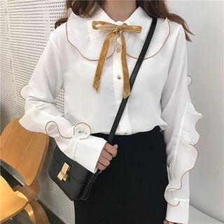 Ruffle Long Sleeve Loose-fit Blouse