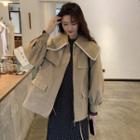 Collared Puff-sleeve Zip Jacket