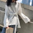 Long-sleeve Belted T-shirt