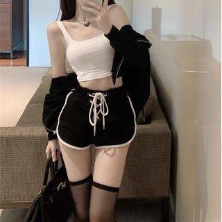 Zip-up Cropped Hoodie / Tank Top / Sweatshorts