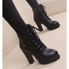 Lace Up Block Heel Ankle Boots