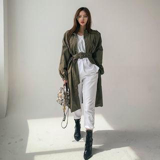 Balloon-sleeve Belted Parka
