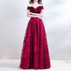 Off Shoulder Velvet Ball Gown
