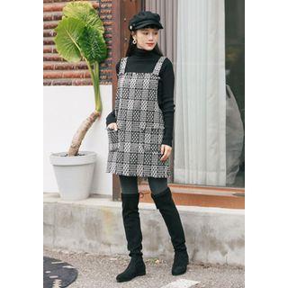 Tweed Wool Blend Mini Pinafore Dress