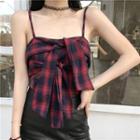 Plaid Front Knot Cami Top
