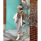 Fleece-lined Quilting Jacket Khaki - One Size