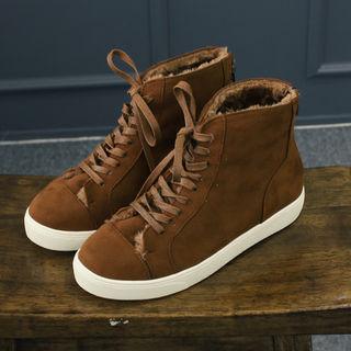 Lace-up Faux-suede Snow Boots