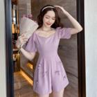Short-sleeve Ribbon Romper