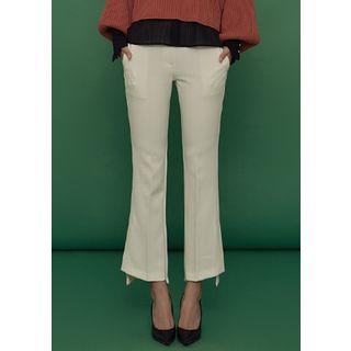 Cutout-hem Boot-cut Dress Pants
