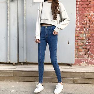 Skinny Panel Washed Jeans