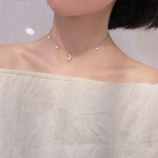 Sterling Silver Moon Star Choker