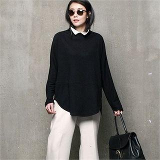 Slit High-neck Dip-back Top