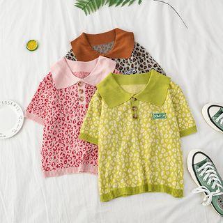 Leopard Print Short Sleeve Polo Shirt