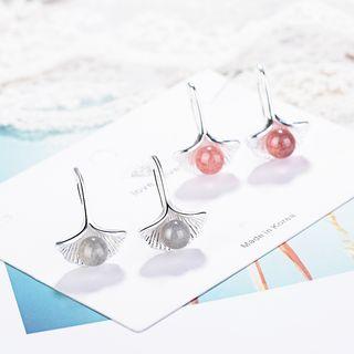 Bead & Alloy Leaf Dangle Earring