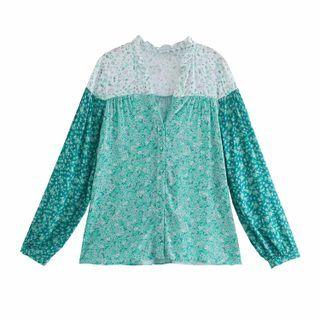 Floral Print Paneled Shirt