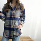 Slit-side Plaid Flannel Shirt