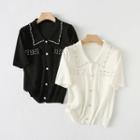Elbow-sleeve Rhinestone Cardigan