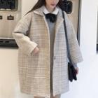 Plaid Single-breasted Coat / Collared Mini Knit Dress