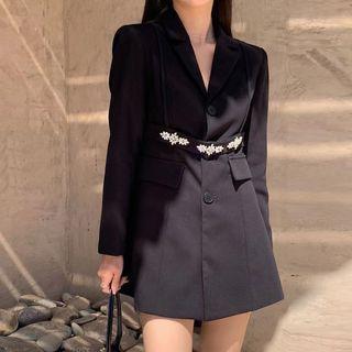 Rhinestone-accent Sheath Blazer Dress