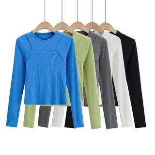 Plain Crew Neck Long Sleeve T-shirt
