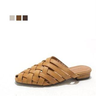 Genuine Leather Cross-strap Mules