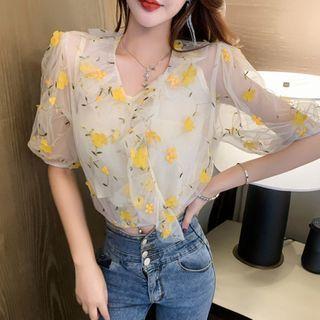 Set: Short-sleeve Mesh Top + Camisole Top As Shown In Figure - One Size