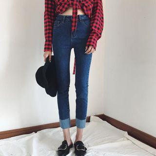 Panel High Waist Slim Fit Jeans