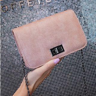 Faux Leather Twist Lock Flap-cover Crossbody Bag