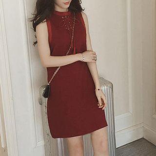 Sleeveless Lace-up Mini Shift Dress
