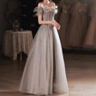 Off-shoulder Embellished Cocktail Dress