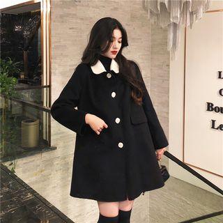 Color-block A-line Coat As Figure - One Size