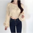 Cable Knit Round Neck Cropped Sweater