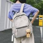 Bear-accent Plain Oxford Backpack