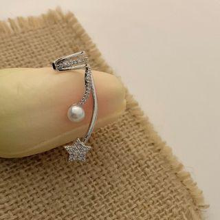 Rhinestone Star Ear Cuff Silver - One Size