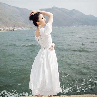 Short-sleeve Tied Midi Dress