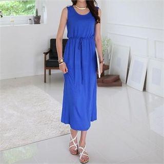 Sleeveless Drawstring Maxi Dress