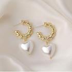 Heart Faux Pearl Alloy Dangle Earring 1 Pair - Gold - One Size