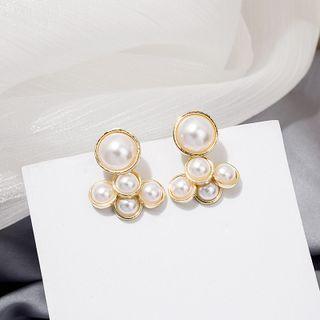 Faux Pearl Drop Earring 1 Pair - E4631 - Gold & White - One Size