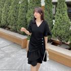 Bell-sleeve Asymmetrical A-line Dress