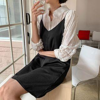 Spaghetti-strap Mini Satin Dress