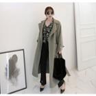 Snap-button Wool Blend Long Handmade Coat With Sash