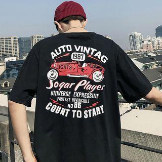 Short-sleeve Motorcycle Print T-shirt